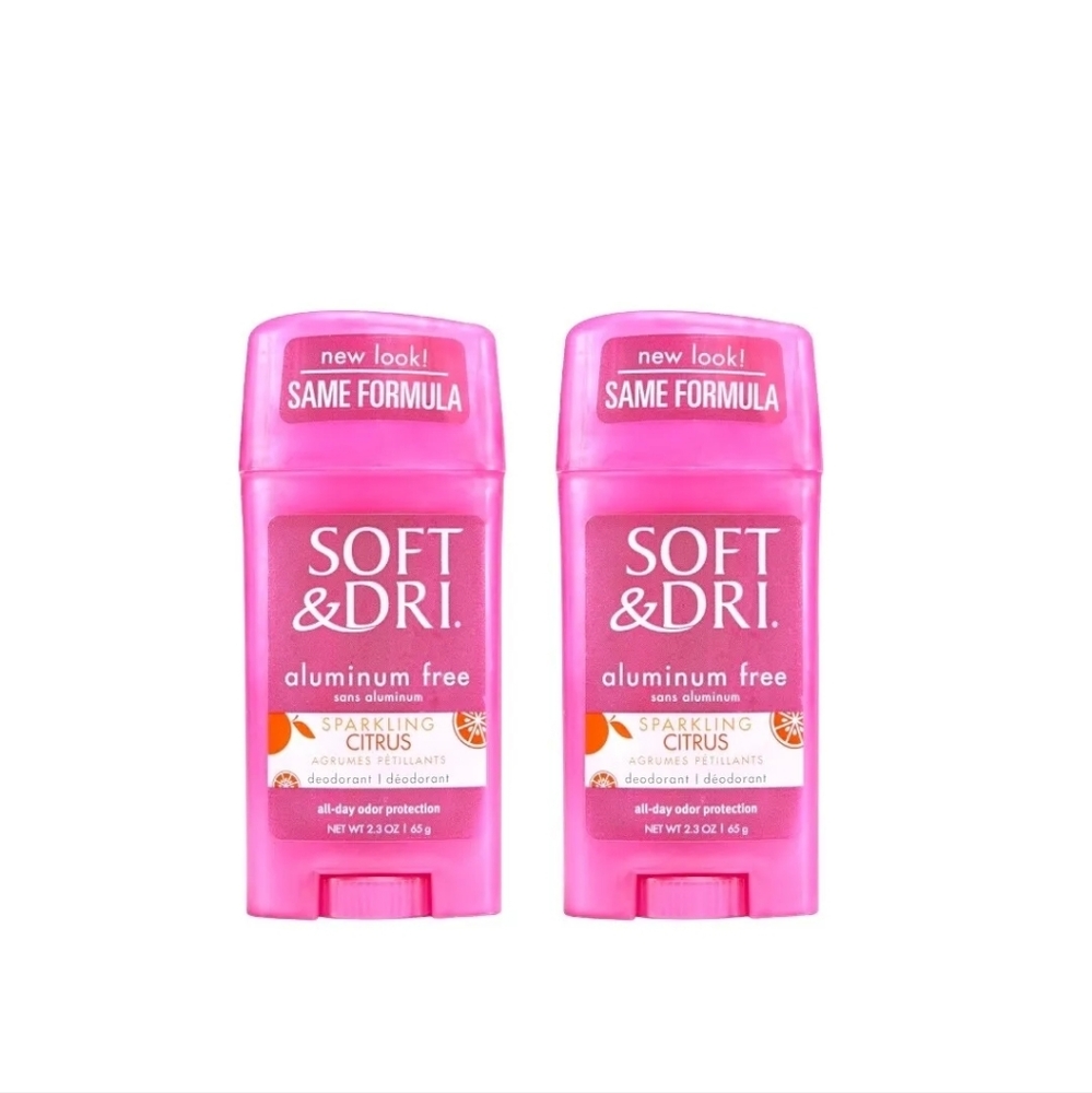 Soft & Dri Sparkling Citrus Deodorant Aluminum Free 2.3 oz HTF pack of 2